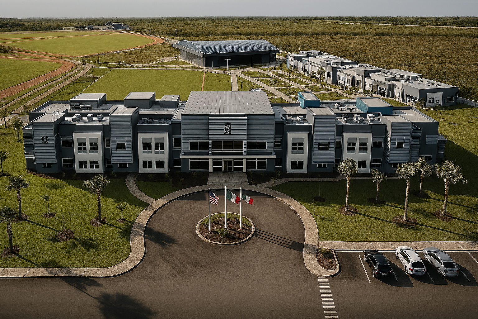 Vista aérea de la Academia Seattle Mariners en República Dominicana, donde se implementó el proyecto de climatización.